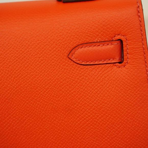 Hermes Handbag Kelly 25 X Vaux Epson Rouge Tomato Ladies - Picture 8 of 13